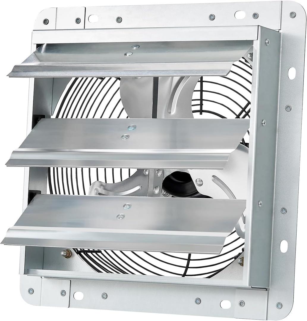 GCJ 10 Inch Wall Mounted Louver Exhaust Fan, High-Speed 1650 Rpm, Attic Fan, Suitable for Ventilation, Extraction, and Exhaust in Garages, Greenhouse