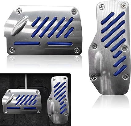 Nomocale 2 PCS Car Automatic Transmission 5.51" x 2.44" + 2.95" x 4.92" Accelerator Brake Pedal Cover Set, Non-Slip PVC Rubber Alloy Anti-Rust Sports Decoration Foot Pedal, for Cars (Blue)