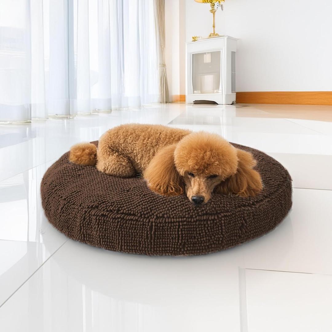 Muddy MatCloud K-9 Bed for Dogs & Cats, Soft & Relaxing Donut Dog Bed, Chenille Material, Removable Cover, Washable & Dryer SafeBrown Medium(35'x35')