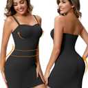 Strapless Shapewear Slip for Women, Tummy Control Bulit-in Bra Full Shapewear Dress Slip, Seamless Body Shaper (Black, L)