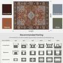 8x10 Area Rugs for Living Room, Machine Washable Low Pile Rug, Non Slip Backing Boho Rugs for Bedroom, Printed Soft Vintage Carpet Sienna Brown 8 x 10