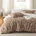 Bedsure Full Comforter Set - Brown Bed Set, 3 Pieces Cute Floral Bedding, 1 Soft Reversible Botanical Flowers Comforter and 2 Pillow Shams