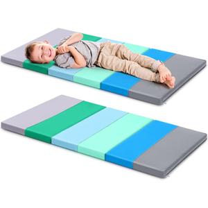Wesiti Folding Nap Mats for Daycare Preschool, 3 Section Folding Rest Mats Sleeping Kids Toddler Nap 1.57 Inch Foam Thick, School Kindergarten Classroom Supplies