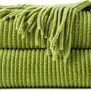 BATTILO HOME Apple Green Throw Blanket for Couch, Soft Chenille Knit Throws with Tassels for Home Decor, Spring Green Throws for Couch Cover, 60"x80"