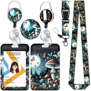 Funny Butterfly Lanyard with ID Badge Holder and Retractable Badge Reel, Detachable Neck Lanyard with ID Card Holder Carabiner Badge Reel Key Holder for Nurse Teacher Student Office Staff 2 Pack