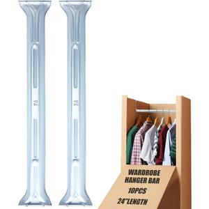 Zonon 10 Pack 24 Inch Length Wardrobe Hanger Bar for Wardrobe Moving Boxes Steel Hanger Bar for Packing Moving Capacity 150 Pounds (Does Not Include Boxes)