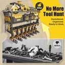 26''W Power Tool Organizer Wall Mount | 200lbs Garage Storage Rack with 7 Cordless Drill Holder | 3-Tier Heavy Duty Utility Shelf for Battery Workshop Organization