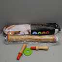 Rolling Pin with 4 Adjustable Thickness Rings and Long Handle 13.6 Inch Wooden Dough Roller for Baking, Dough, Cookie, Cake, Fondant, Pizza and Pie Crust