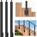 BLIKA 3 Pack 36" Side Mount Stair Cable Railing Posts for 25-35 Degrees Stair, Stainless Steel, Left Side Fascia Mount Stair Railing Post for Cable Railing Kit, Black Powder Coated Side Mount Post