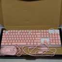 Gaming Keyboard and Mouse Combo, K1 RGB LED Backlit Keyboard with 104 Keys Computer PC Gaming Keyboard for PC/Laptop (Pink)