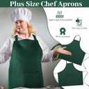 Plus Size Chef Aprons Extra Large Adjustable Unisex Kitchen Aprons with 2 Pockets for Women Men Cooking Working (Dark Green)