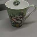 Coffee Mug Sets of 4, 12oz Bone China Porcelain Cups with Art Print Large Handle Dishwasher Microwave safe for Tea Cocoa or Hot Chocolate