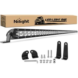 Nilight - 40007C-A 51Inch 250W Super Slim Spot Flood Combo Bar Driving Fog Single Row Off Road LED Lights-2 Style Mounting Brackets, White
