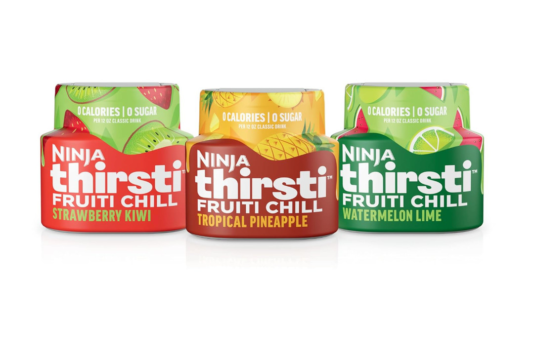 Ninja Thirsti Flavored Water Drops, FRUITI CHILL Variety Pack, Bold Fruit Flavor, Sparkling or Still Calories, Zero Sugar, Makes 17, 12oz drinks, 3 Pack, WCFV2