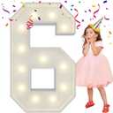 4FT Light Up Numbers Letters, Mosaic Numbers for Balloons, Marquee Light Up Letters, Giant Mosaic Balloon Number 6 for Sweet 16th Birthday Decorations, 60th Anniversary 2026 Graduation Decor