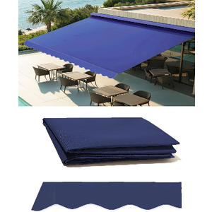 12' x 10' Retractable Patio Awning Replacement Fabric Cloth, Durable Exterior Sunshade Canopy Cloth, Reinforced Multi-Purpose Waterproof Protective Awning Cover, Blue