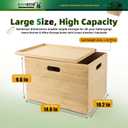 BAMOTTO CRAFTBAMBOO Large 14.6x10.2x9.6 Lidded Bamboo Storage Bins - Stackable with Handles, Box/Cube/Basket for Home Kitchen Office, Organize Tableware Toys Crafts Books