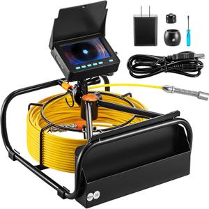 VEVOR Sewer Camera, 164ft/50M 4.3" Pipe Drain Inspection Camera with DVR Function & Snake Cable, Waterproof IP68 Borescope w/LED Lights, Industrial Endoscope for Home Wall Duct Drain Pipe Plumbing (164ft/50M)
