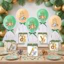 6 Set Jungle Safari Tulle Tutu Balloon with Letter Boxes Baby Shower Table Centerpieces for Gender Reveal Balloons Tulle Cover with Stand Elephant Themed Baby Shower Birthday Party(Green)