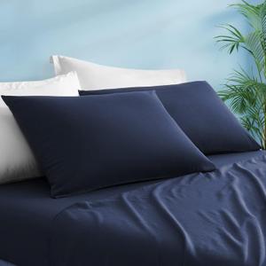 LUXEAR Pillow Cases, 2 Pack Queen Size Linen Pillowcases for Hair Skin, Silky Skin-Friendly, Machine Washable Pillow Covers - Navy Blue