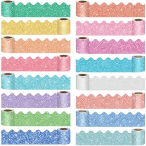16 Rolls 263 ft Bulletin Board Borders Scalloped Border Trim Colorful Bulletin Board Strips Classroom Decoration Strips Decorative Poster for School Decor(Macaron Color)