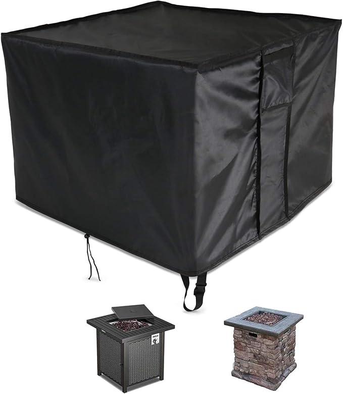 POMER Fire Pit Cover Square 76 x 76 x 63 cm - Waterproof and Anti-UV Fabric with Drawstring Buckle Patio Gas Fire Table Cover