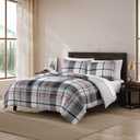 Eddie Bauer- King Duvet Cover Set, Reversible Microsuede Bedding Set with Matching Sham(s), Casual Home Dcor (Normandy Plaid Black, King)
