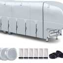 300D Top 5th Wheel RV Cover with Waterproof PU Coating Rip-Resistent & Anti-UV Winter Camper Cover Fits 33' to 37' Toy Hauler