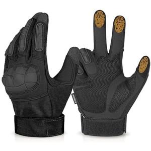 KUMGIM Tactical Gloves for Men, Motorcycle Military Combat Gloves Black Airsoft Gloves Touchscreen for Airsoft Outdoor Hunting Shooting Paintball Work Motorcycling Climbing, L
