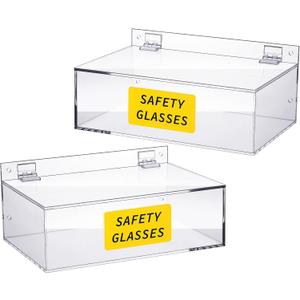 Weysat Acrylic Safety Glasses Holder Safety Glasses Dispenser with Lid Stand or Wall Organizer for Disposable Goggle Storage (Clear)