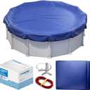 Winter Pool Cover 18 ft Round for Above Ground | Extra Thick & Durable Above-Ground Pool Cover | Sapphire Series of Premium Cold- and UV-Resistant Pool Cover | by Yankee Pool Pillow (Blue)