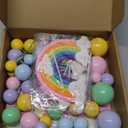 81Pcs Rainbow Cake Topper Boho Birthday Cake Balls Decorations, Groovy Cake Toppers with Rainbow Flowers Balls for Girls Birthday Party Decorations