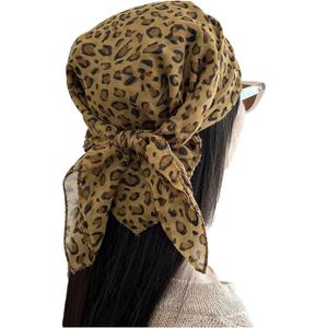 Women's Metallic Tie Dye Y2K Bandanas Casual Square Headscarf Hair Scarf (Light Brown)