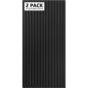 Noooza 2-Pack Acoustic Wood Wall Panels47.2 * 23.6 * 0.72 Soundproof Wall PanelsDecorative Acoustical Barrier3D Wood Slat Wall Panels for Wall and Ceiling-Black