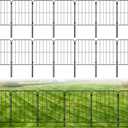 PINPON Decorative Garden Fence 25 Pack Animal Barrier Fence 27ft(L) x 24in(H) Rustproof Metal Wire Section Edging Fencing Panel for Outdoor Yard Landscape Patio, Square