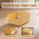 Large Cat Litter Box with High Sides,Cat Boxes for Indoor Cats,Cat Litter Pan for Kitty,Litter Box with Low Entry,Anti-Splashing,Easy to Clean (Yellow)