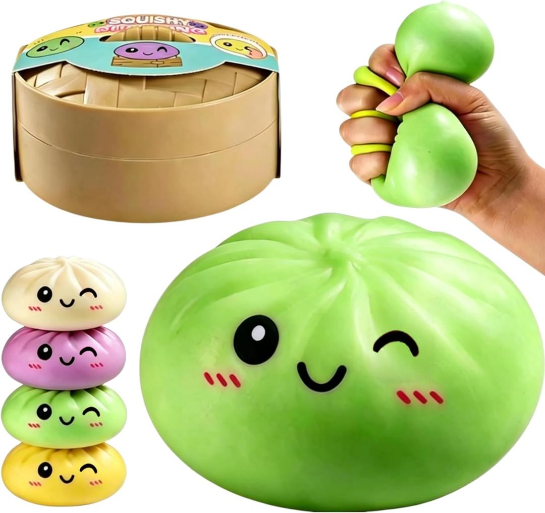2026 New Big Squishy Dumpling,Dumpling Squishy, Rainbow Dumplings, Cute Anxiety Relief Fidget , Soft Squeeze Decompression Dough for Adults(Green)
