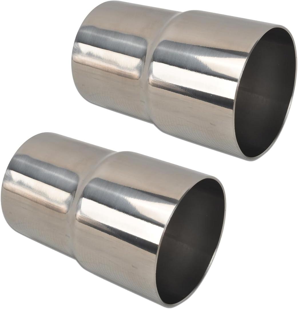 SSN Exhaust Pipe Reducer Component Adapter 2 Inch ID to 2.5 Inch ID Polished 304 Stainless Steel Universal ID 2" to ID 2.5" Exhaust Pipe Reducer Adapter 4 Inch Length-Pair 2 Pcs