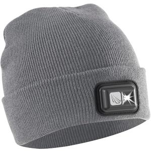 Panther Vision LED Hat Light - POWERCAP 2.5 USB Rechargeable LED Beanie Light Hat - Bright LEDs and IPX4 Water Resistance Gifts for Dad Father Men Husband Warm Knitted Cap - Grey