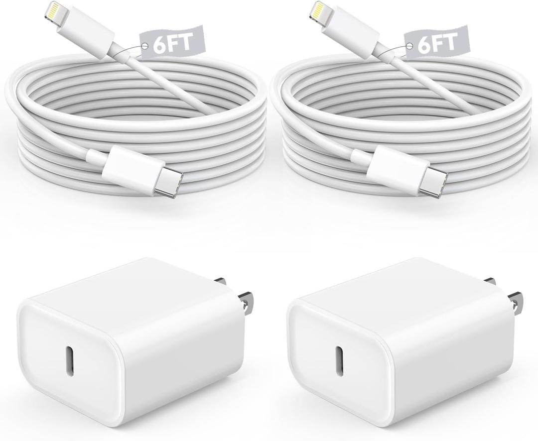 Fast Charger iPhone,iPhone Charger Fast Charging 2Pack USB C Wall Charger Block Fast i Phone Chargers 6FT Type-C USB C to Lightning Cable Cord for iPhone14/14Plus/13/12/11 Pro Max,Mini,8,iPad/AirPods