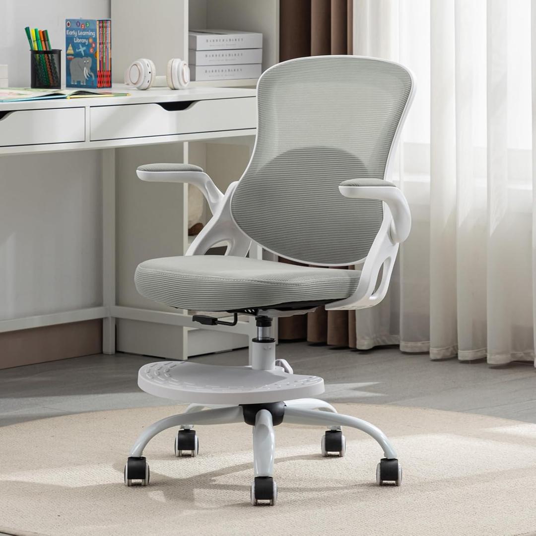 Kids Desk Chair,Ergonomic Study Chair with Adjustable Height,Swivel Mesh Desk Chair with Wheels,Home Office Chair for Children in Home Bedroom Grey, 17.32 inches x 17.32 inches x 38.18 inches