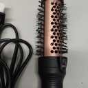 Thermal Brush, MINI & Tiny 1 Inch Ionic Heated Round Brush for Blowout Look, Tourmaline Ceramic Ionic Curling Iron for Short to Medium Hair, Adjustable Temperature, Dual Voltage, Compact-Size (Black)