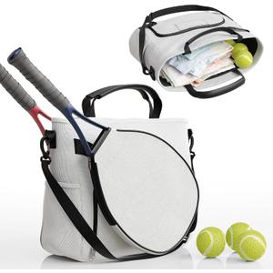 Tennis Bags for Women Men - Sleek Tennis Racket Bag for Sports Accessories with 2 Detachable Racket Cases - Gym Sling Bag, Pickleball Racquet Sling for Beginner Pro Players