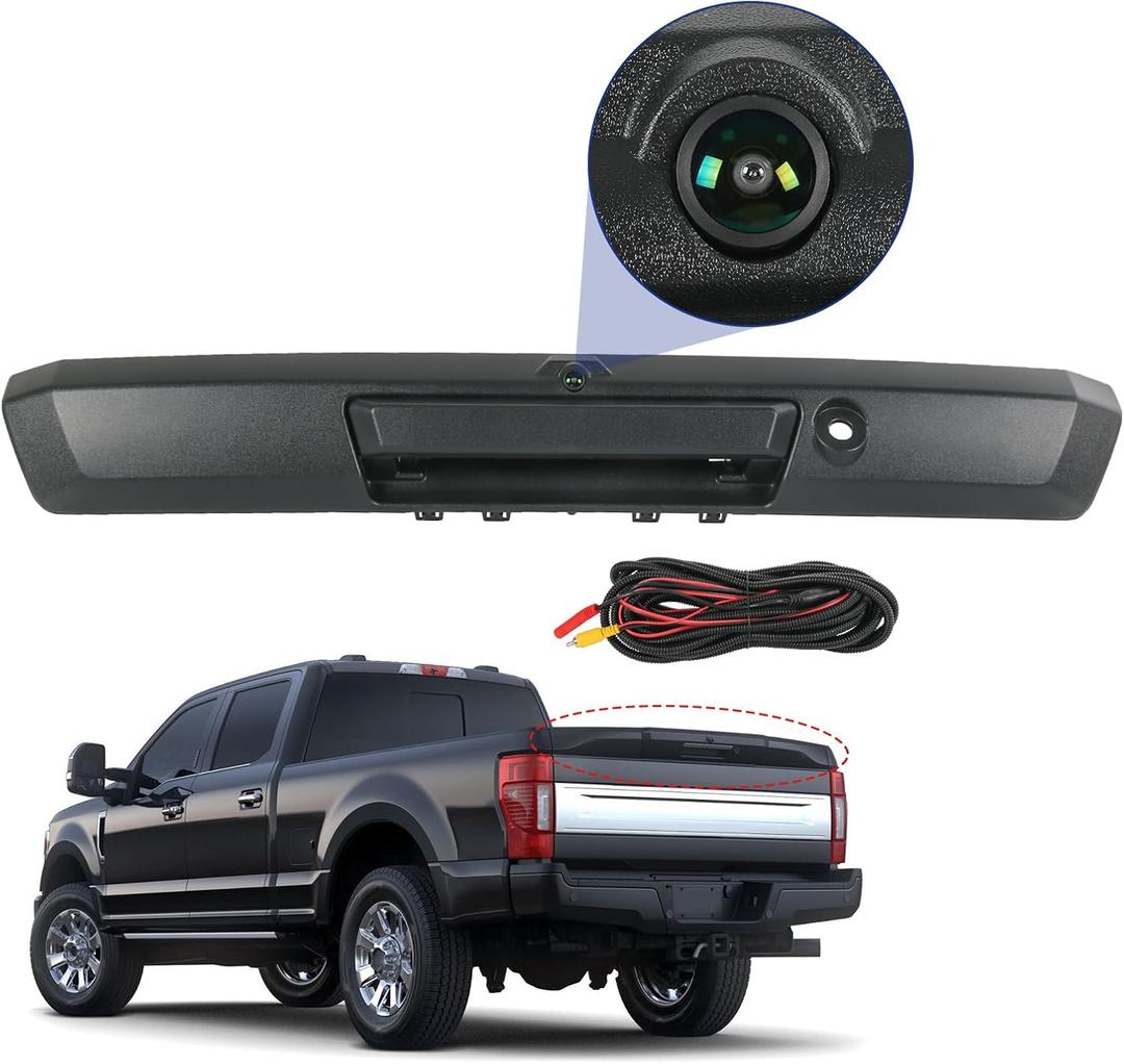 JDMSPEED Tailgate Handle with Rear View Backup Camera Compatible with 2017-2022 Ford F250 F350 F450 Super Duty Replaces# HC3Z-9943400-NA HC3Z-9943400-NB