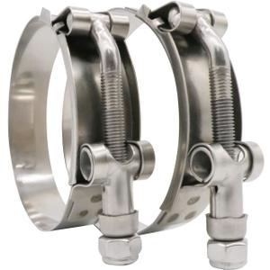 ROADFORMER 3.5" T-Bolt Hose O.D. Clamp: 83mm - 91mm (3.28" - 3.58") Hose Clamp for 3.5 inch Hose Outer Diameter, Stainless Steel Bolt and Band, Floating Bridge and Nylon Insert Locknut, 2 Pack