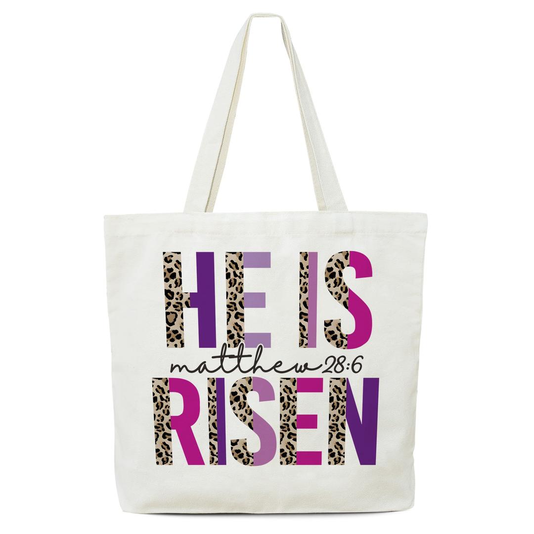luixd Easter He Is Risen Canvas Tote Bag For Women - Easter Gift Ideas - Reusable Handbag Grocery Bag For Party Egg Hunt Basket - A04
