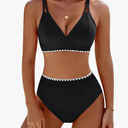 BMJL Women's Bikini Sets V Neck High Waisted Swimsuits Shell Stitched Cheeky Two Piece Bathing Suit XL