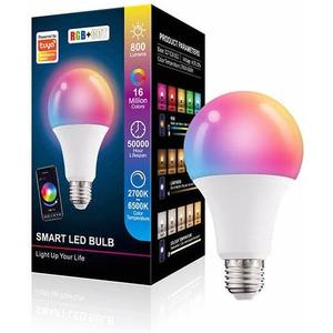 Color Changing LED Smart Bulb, App Control, Alexa & Google Assistant, WiFi/Bluetooth,RGB+CCT 16 Million Colors, Color Changing Light Bulb (Bluetooth)