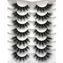 Pooplunch False Eyelashes Faux Mink Lashes Cat-Eye Look 18MM Wispy Long 8D Volume Fake Eyelash Strips 7 Pairs Pack
