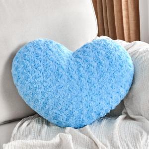 Heart Pillow Blue Throw Pillows, Soft and Fluffy Decorative Pillows for Bed Couch Chair, Cute Heart Shaped Room Decor for Valentine Anniversary Birthday Halloween Christmas (Small, 13"x10")